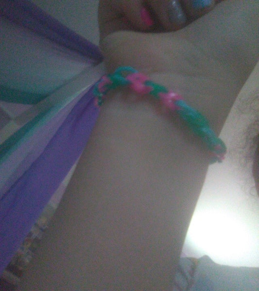 Teal & Pink Rubber Band Bracelet